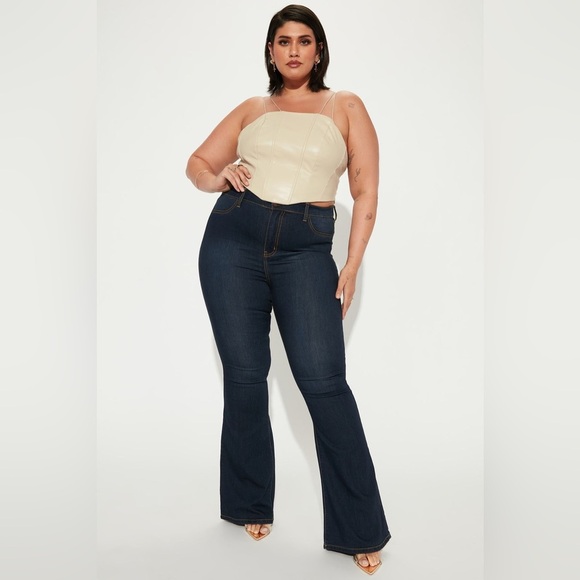 Fashion Nova Dark Blue Flare Jeans size 18 - Picture 1 of 4